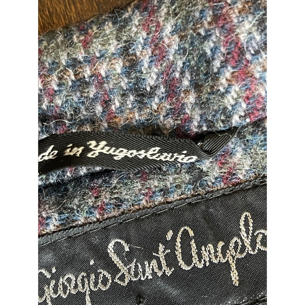 Vtg 80s Wool Academia Tweed Blazer Double breast Giorgio Sant'Angelo Sz 8 - Picture 3 of 7